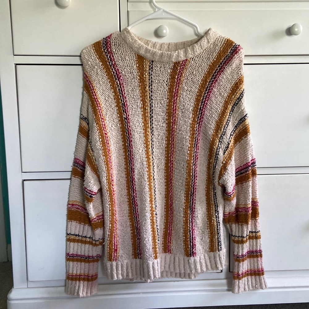Francesca’s Stripped Oversized Boho Sweater